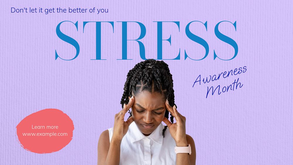 Stress awareness month  blog banner template, editable text