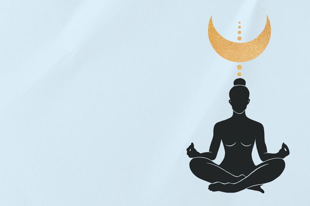 Meditation man silhouette, spiritual background, editable design