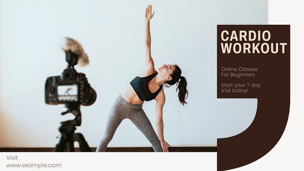 Cardio workout blog banner template, editable text