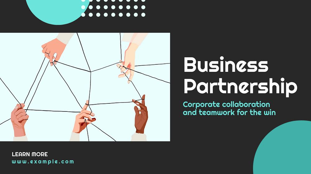 Business Partnership  blog banner template, editable text