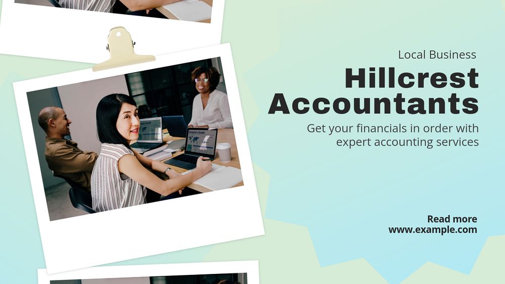 Accountant blog banner template, editable text