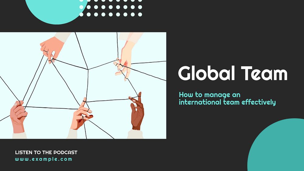 Global team  blog banner template, editable text