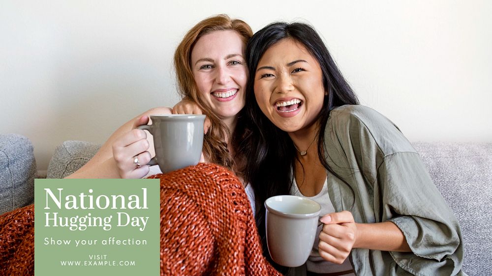 National hugging day  blog banner template, editable text