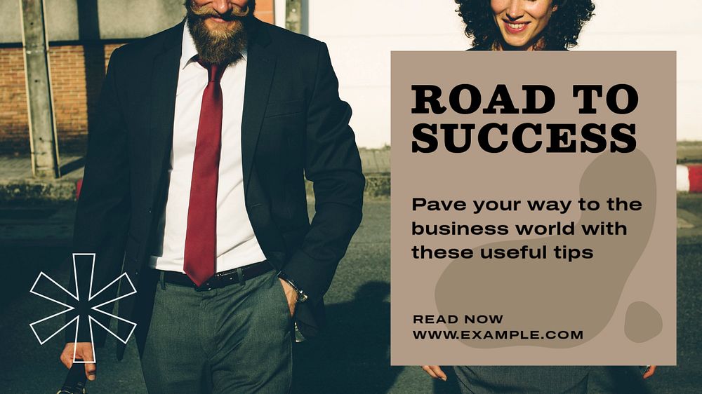 Road to success  blog banner template, editable text