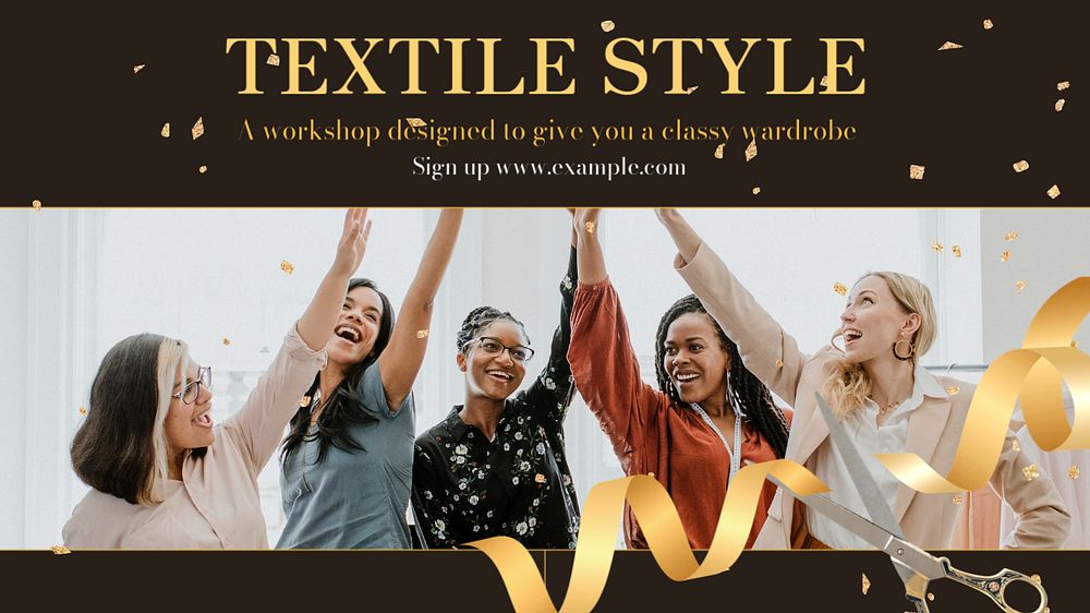 Textiles  blog banner template, editable text