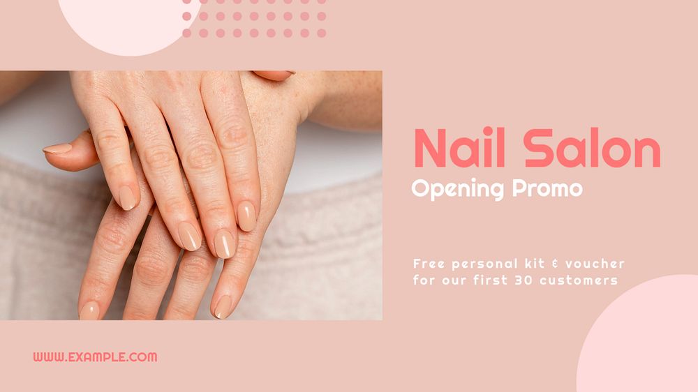 Nail salon  blog banner template, editable text