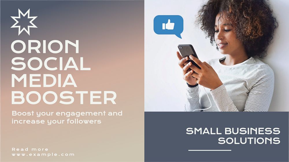 Social media booster  blog banner template, editable text