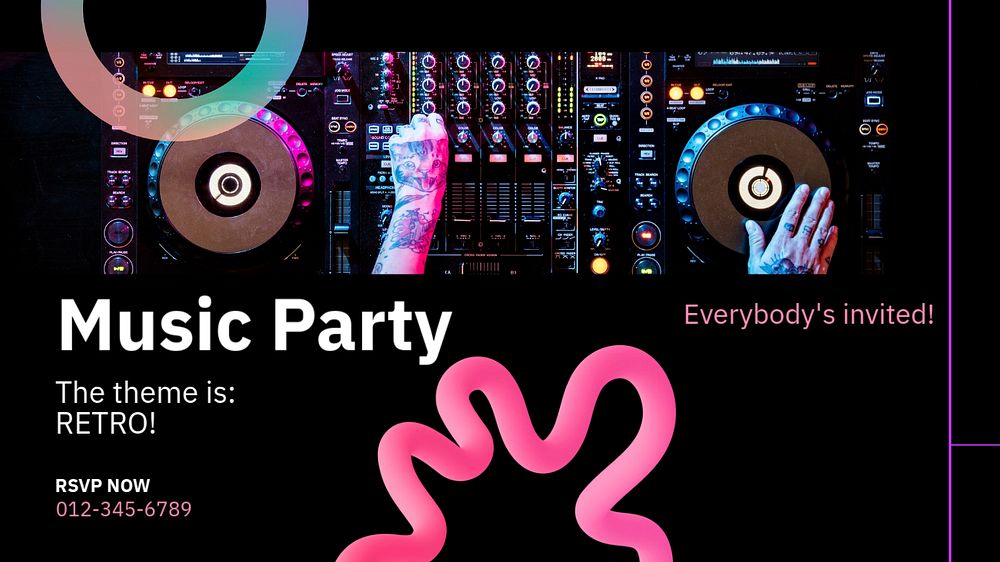 Music party  blog banner template, editable text