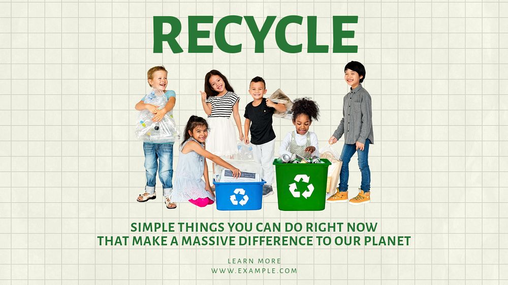 Recycling  blog banner template, editable text