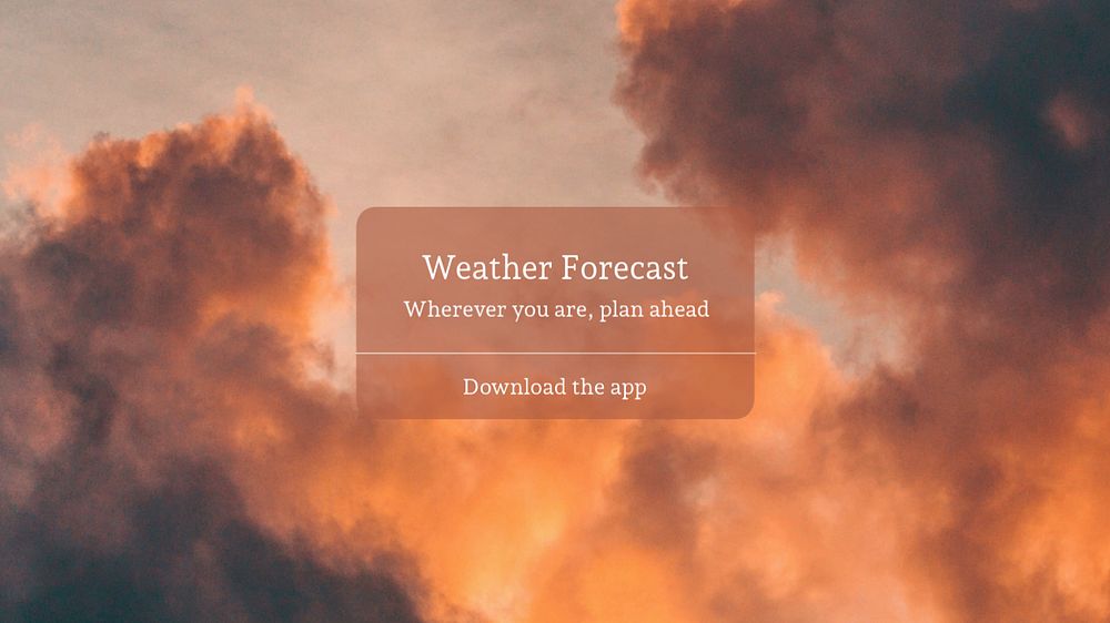 Weather forecast  blog banner template, editable text