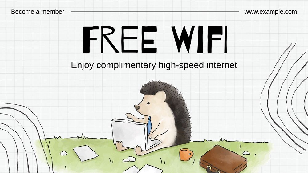 Free wifi  blog banner template, editable text