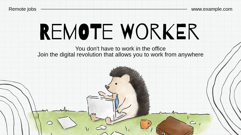 Remote work  blog banner template, editable text