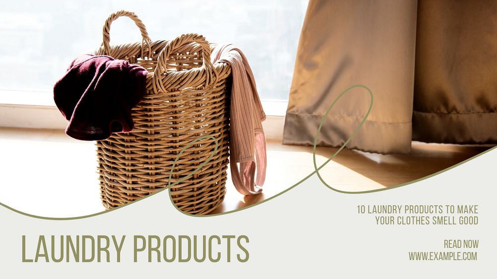 Laundry products  blog banner template, editable text