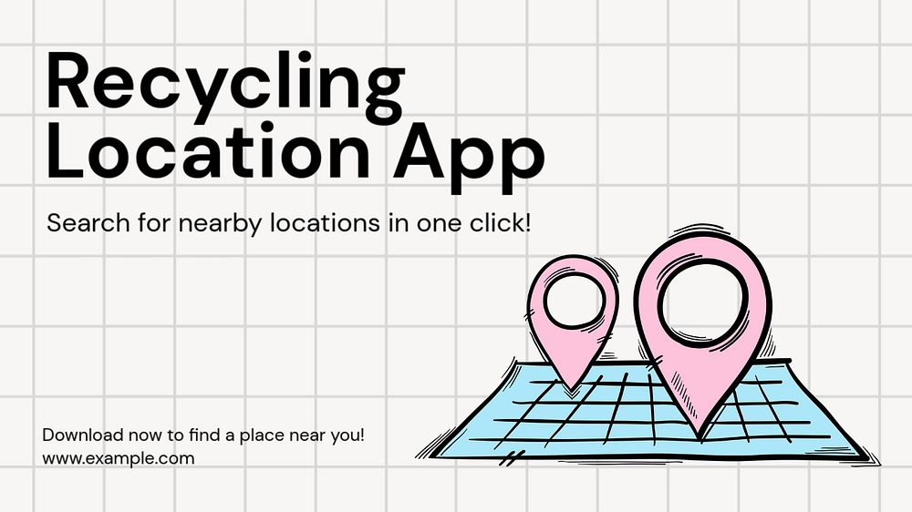 Recycling location app  blog banner template, editable text