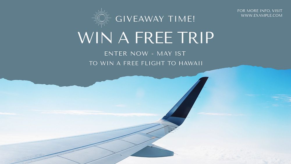 Free trip, giveaway  blog banner template, editable text