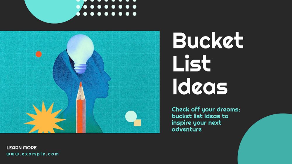 Bucket list ideas  blog banner template, editable text