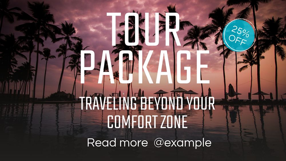 Tour package blog banner template, editable text