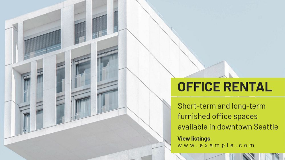 Office rental  blog banner template, editable text