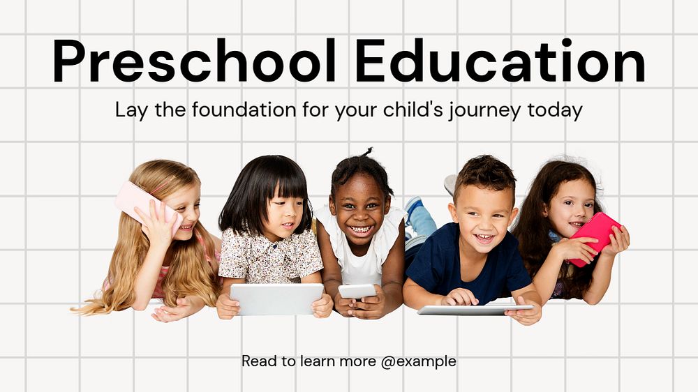 Preschool education  blog banner template, editable text