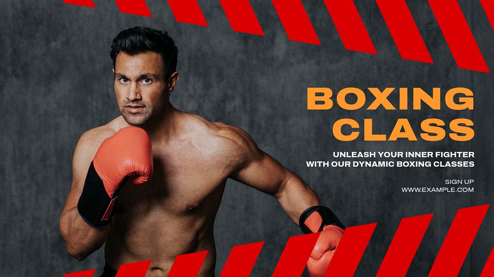 Boxing class blog banner template, editable text