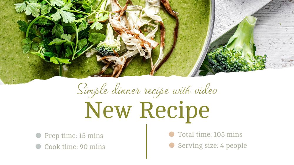 New recipe  blog banner template, editable text