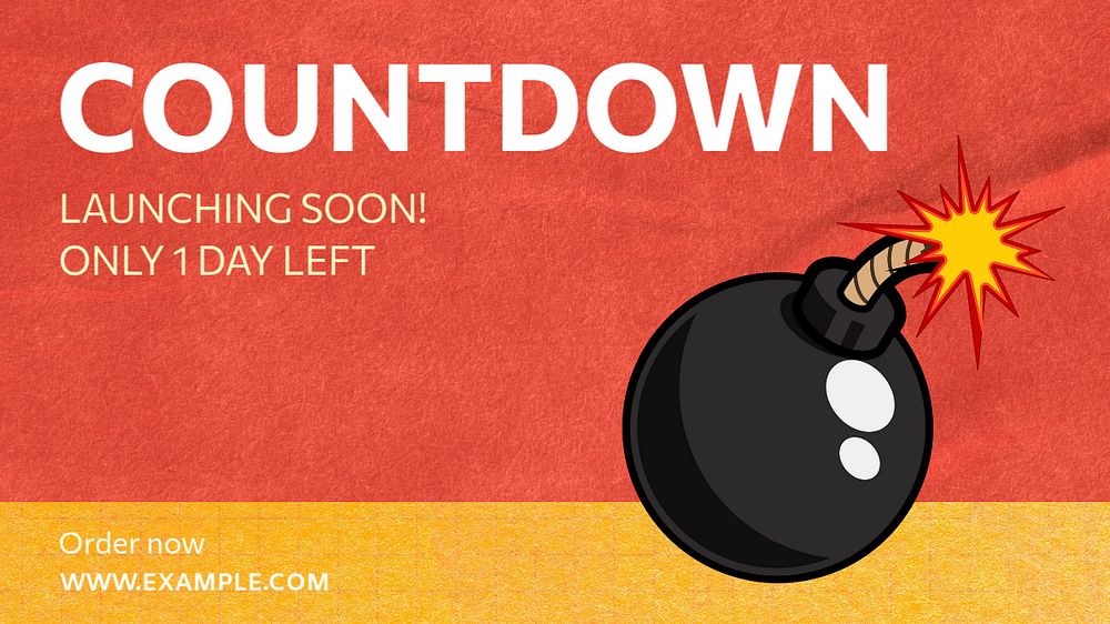 Countdown, new launch  blog banner template, editable text