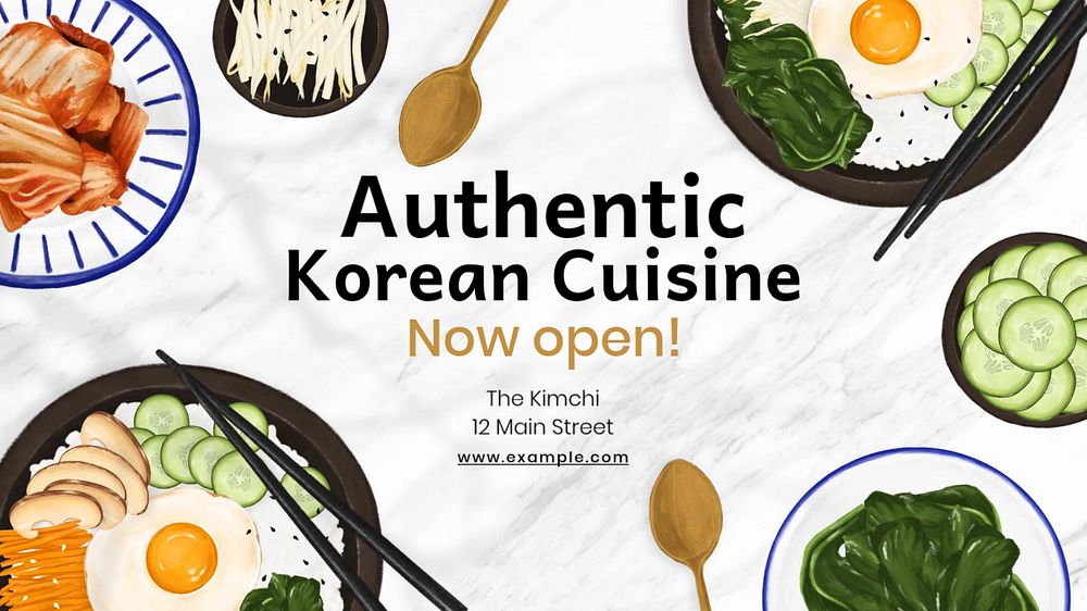 Korean cuisine blog banner template, editable text