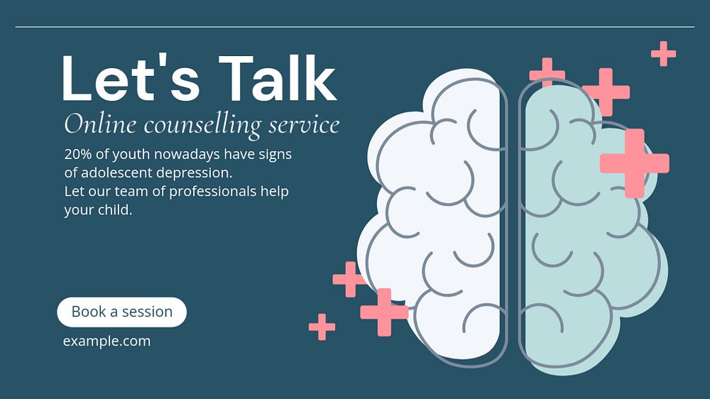 Online counseling ad blog banner template, editable text