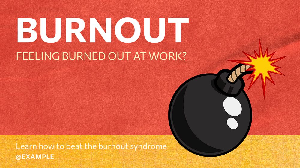 Burnout & stress  blog banner template, editable text