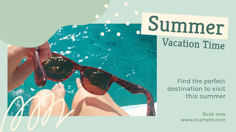 Summer vacation time  blog banner template, editable text