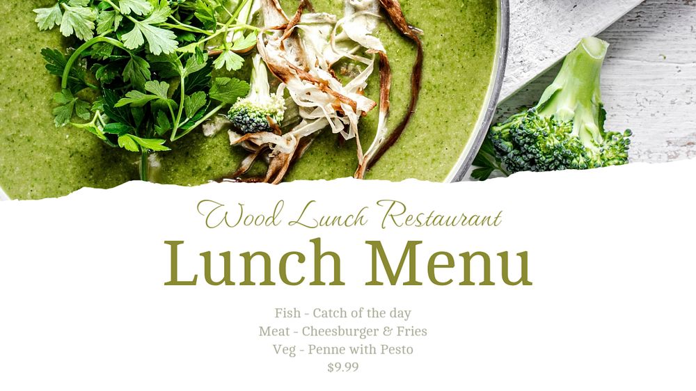 Lunch menu  blog banner template, editable text