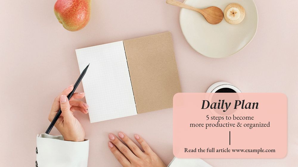 Daily plan  blog banner template, editable text