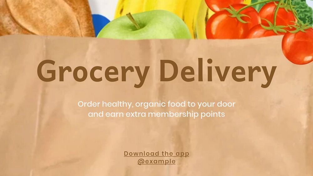 Grocery delivery blog banner template, editable text