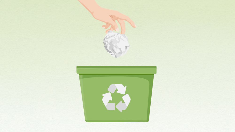 Paper recycle bin, editable environment illustration design