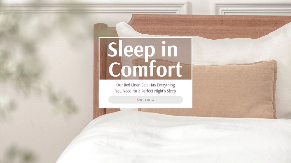 Sleep in comfort  blog banner template, editable text