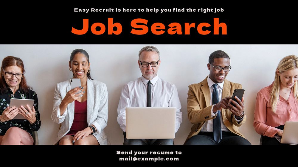 Job search  blog banner template, editable text