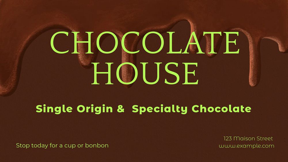 Chocolate shop blog banner template, editable text