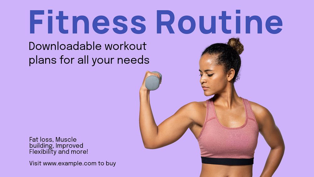 Fitness routine guides  blog banner template, editable text