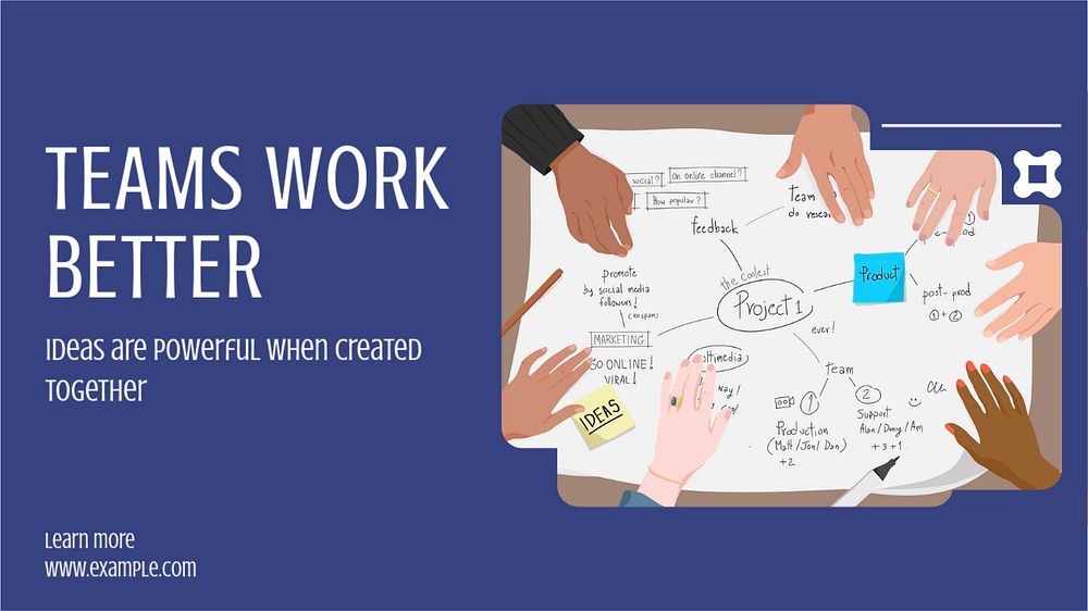 Teamwork  blog banner template, editable text