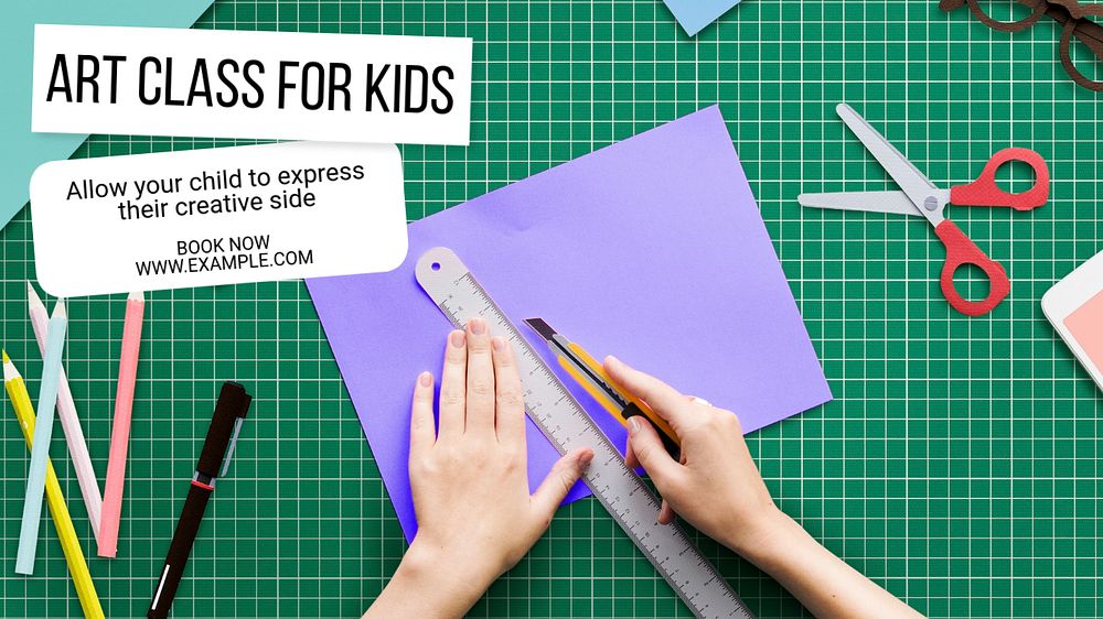 Kid's art class  blog banner template, editable text