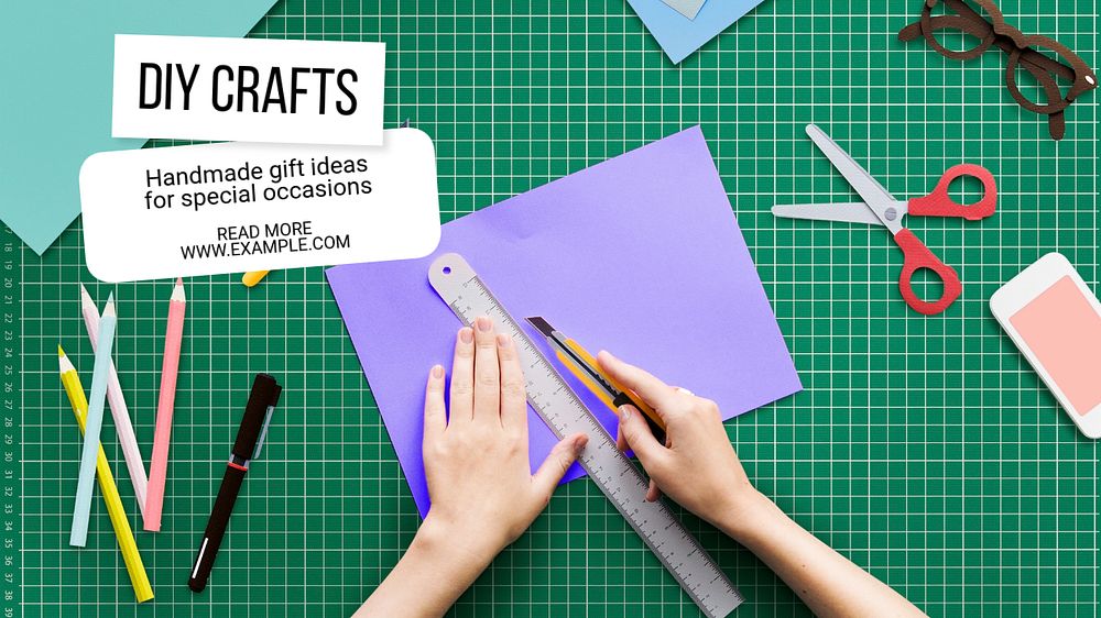 DIY craft  blog banner template, editable text