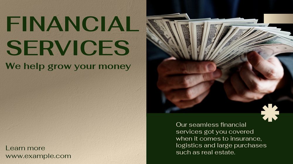 Financial services  blog banner template, editable text