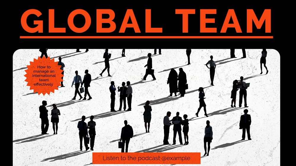 Global team  blog banner template, editable text