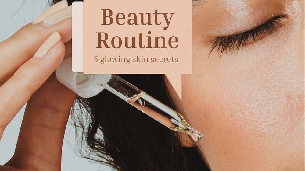 Beauty routine  blog banner template, editable text