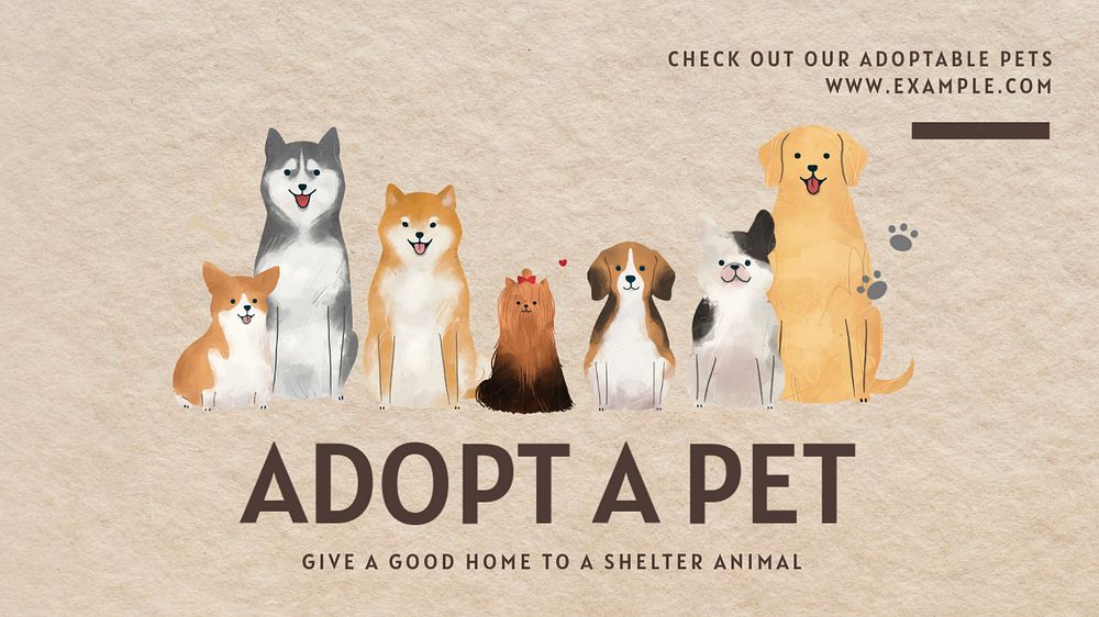 Adopt a pet  blog banner template, editable text