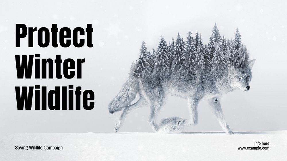 Protect winter wildlife blog banner template, editable text