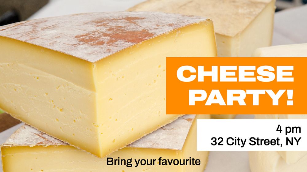 Cheese party  blog banner template, editable text