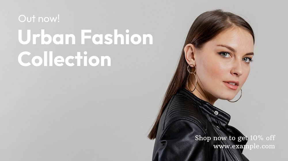 Urban fashion collection blog banner template, editable text