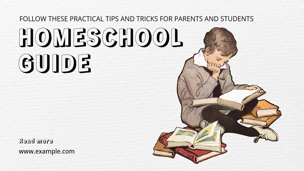 Homeschool guide  blog banner template, editable text