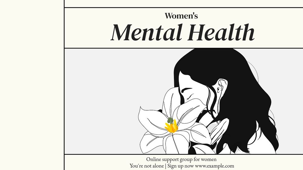 Women's mental health  blog banner template, editable text